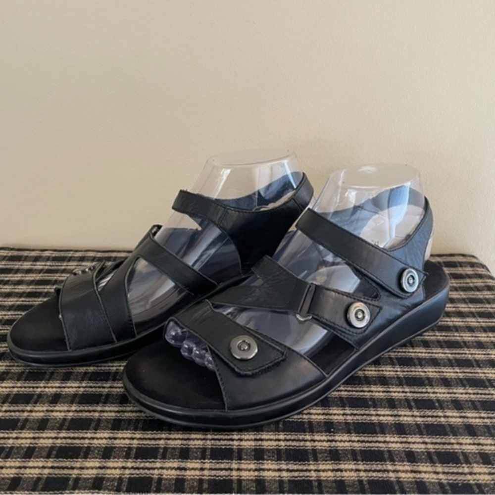 GRAVITY DEFYER G-Defy Women’s 7.5 Black Leather Orthopaedic Sandals Comfort #169